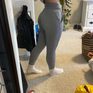 Grey, High-Waisted Joggers.
